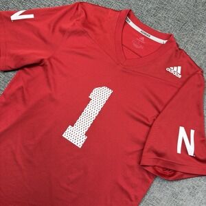 Adidas Nebraska Cornhuskers Football Jersey Mens Large Red #1 AEROREADY No Name